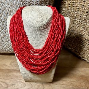 BEAUTIFUL HAND BEADED VINTAGE RED CORAL NECKLACE